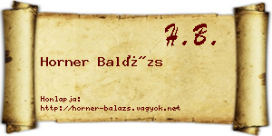 Horner Balázs névjegykártya