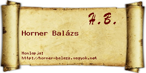 Horner Balázs névjegykártya